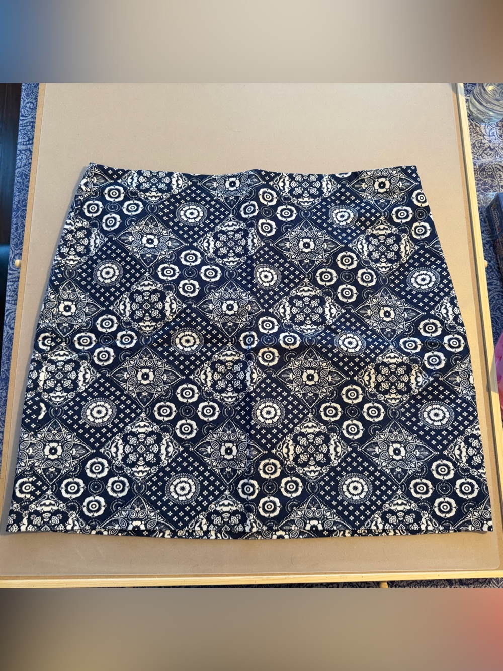 Talbots Navy and White Bandana-Pattern Athletic Skirt